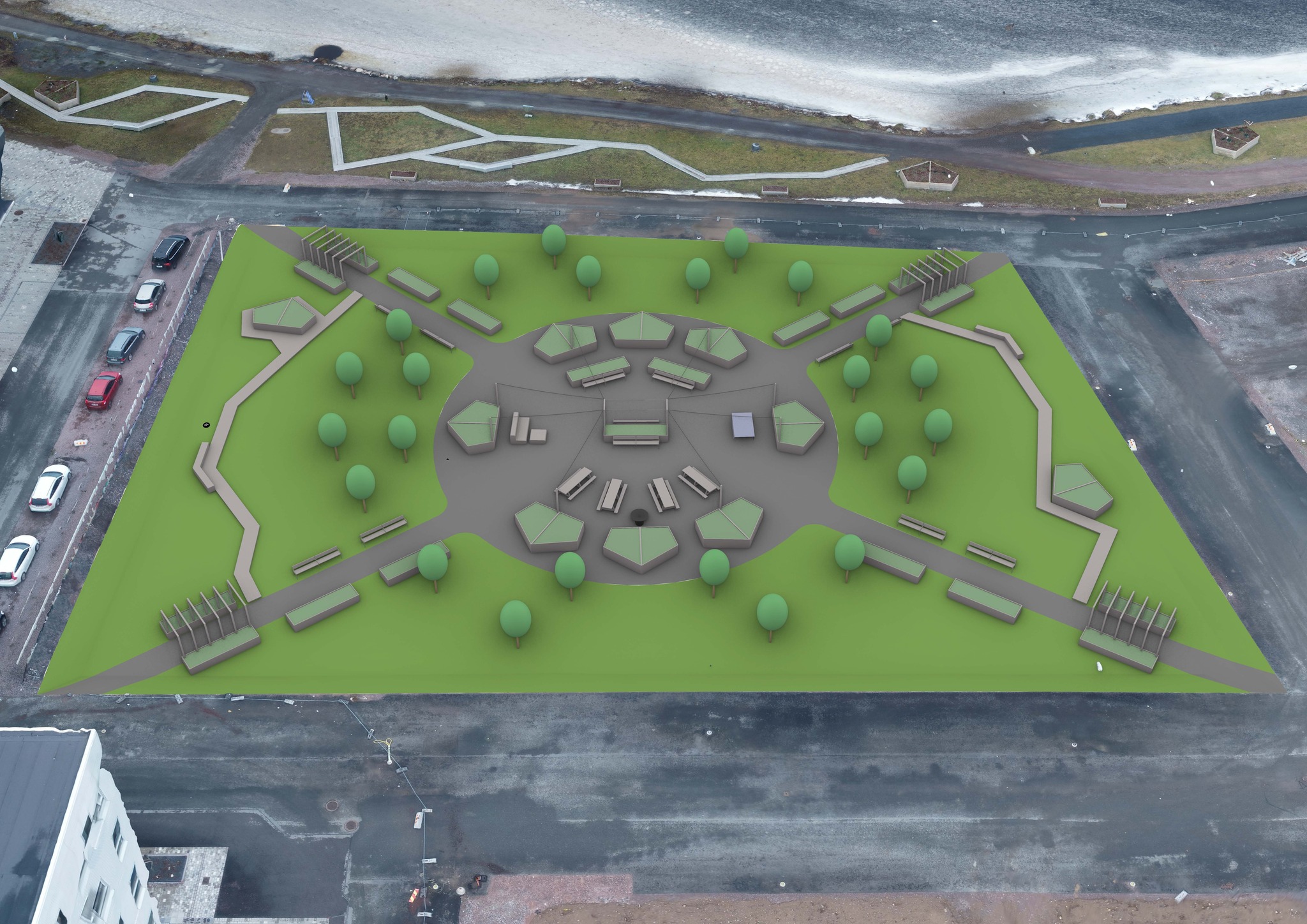 illustrerad bild av parken uppifrån