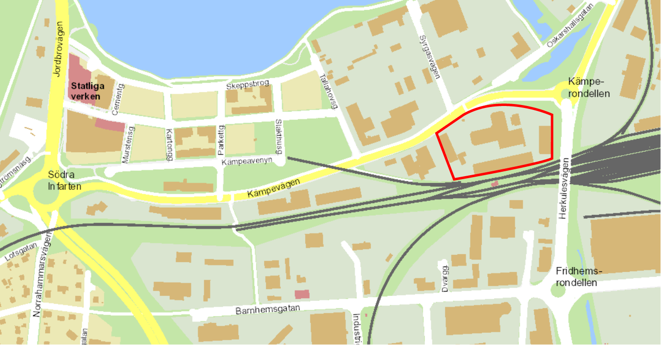 Bilden visar en karta med viadukten som inringad.