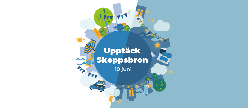 Illustration av Upptäck Skeppsbron logga.