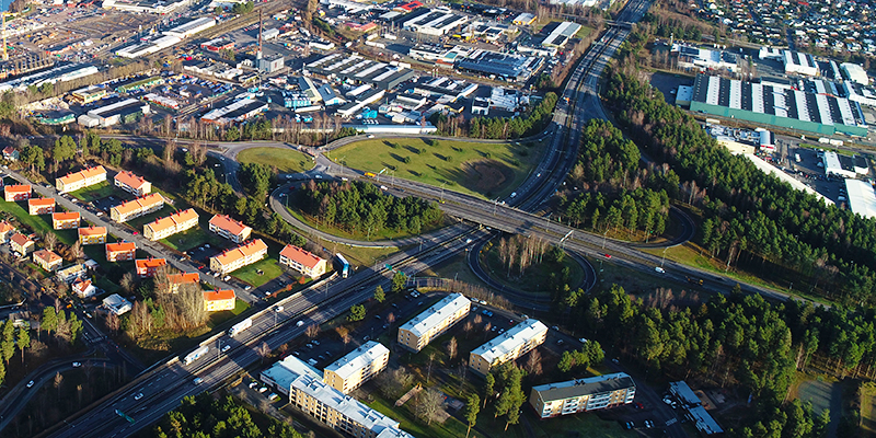 Flygfoto trafikplats Ljungarum.